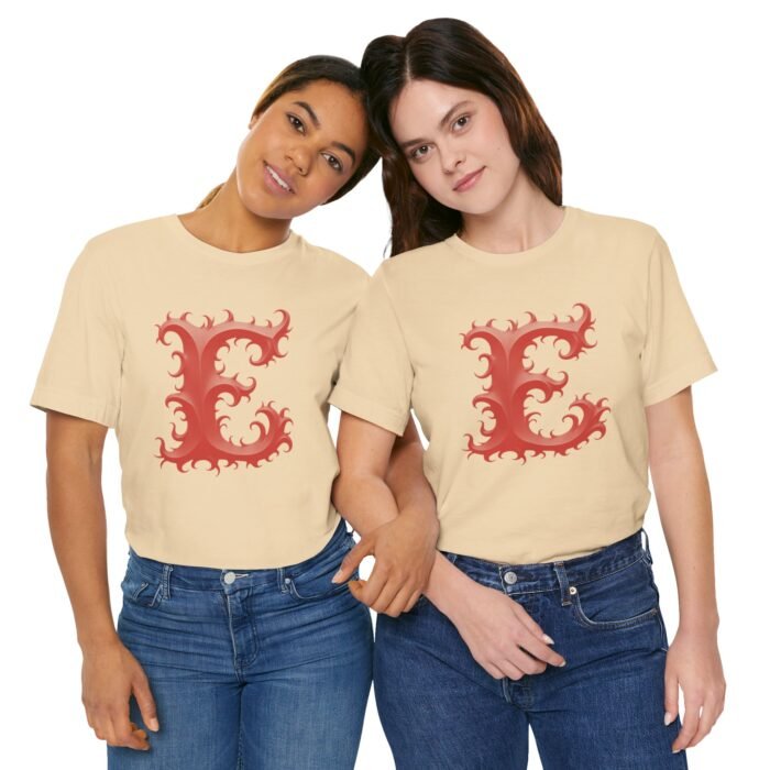Monogram Initial Letter E Design Unisex Tee - Image 5