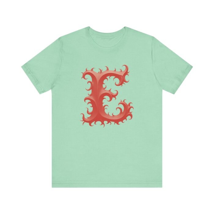 Monogram Initial Letter E Design Unisex Tee - Image 16