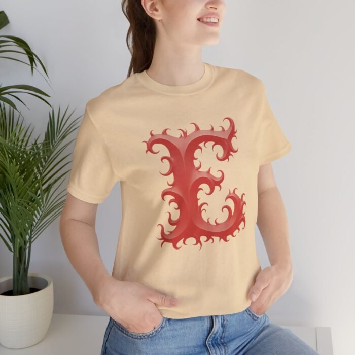 Monogram Initial Letter E Design Unisex Tee - Image 4