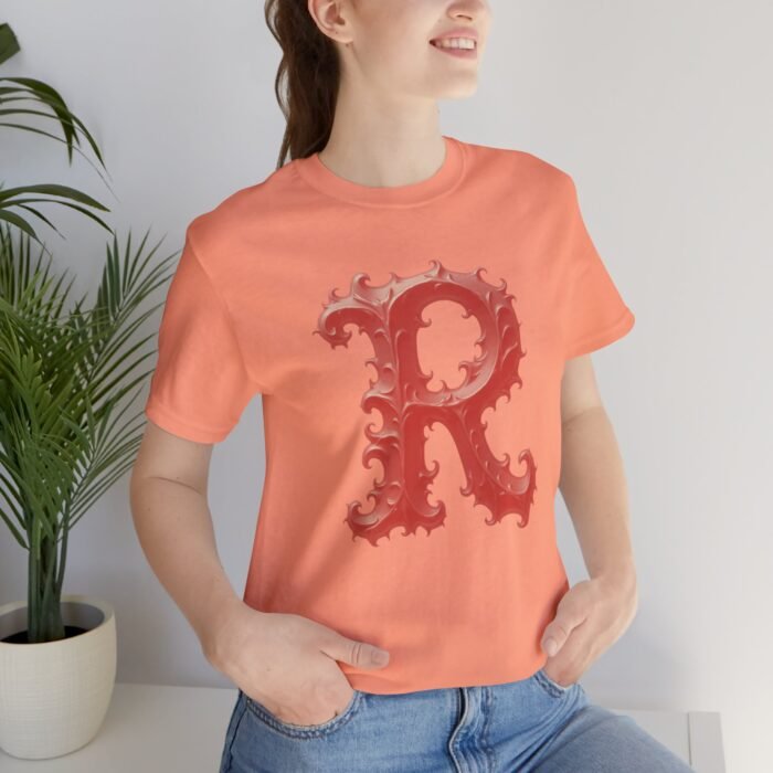 Monogram Initial Letter R Tee - Vintage Style Graphic T-Shirt - Image 4