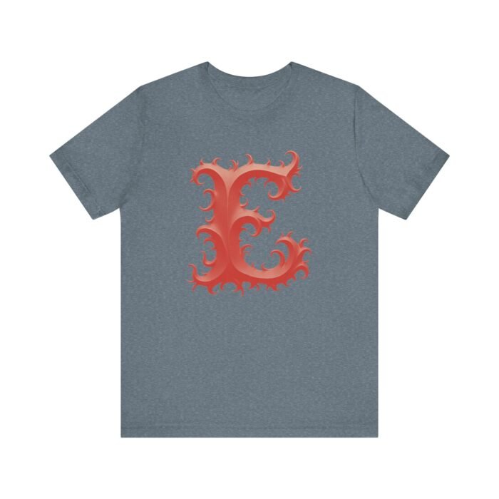 Monogram Initial Letter E Design Unisex Tee - Image 22