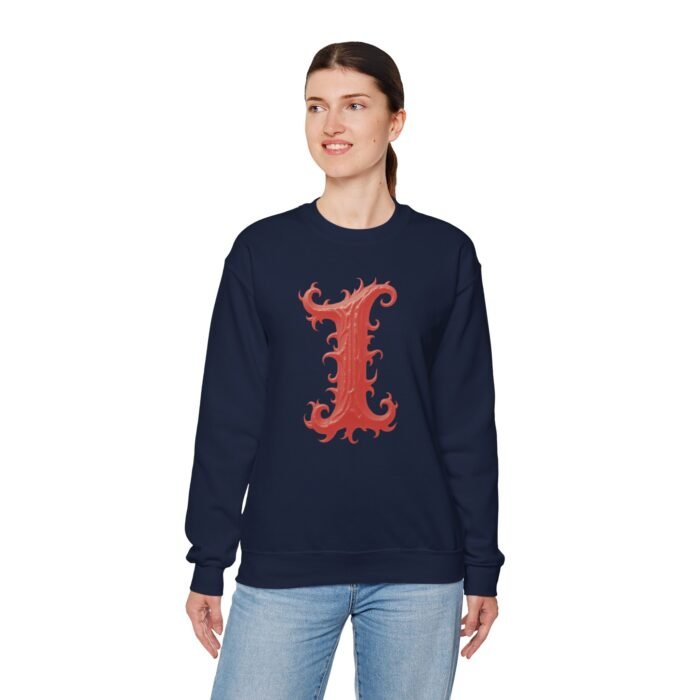 Initial Letter I - Graphic Unisex Crewneck Sweatshirt - Image 4