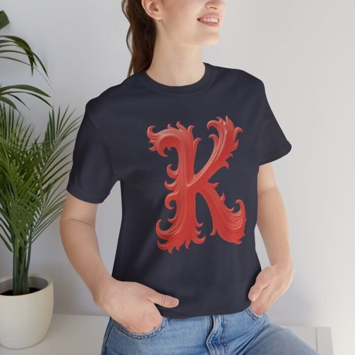 Monogram Initial Letter K Design Unisex Tee - Stylish Initial T-Shirt for Everyday Wear - Image 4