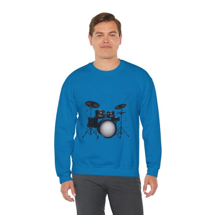 Drum Set Casual Sweatshirt | Music Lover Gift, Unisex Crewneck, Musician Apparel, Drummer Sweatshirt, Concert Wear - Image 3