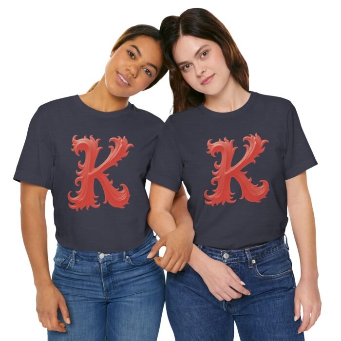 Monogram Initial Letter K Design Unisex Tee - Stylish Initial T-Shirt for Everyday Wear - Image 5