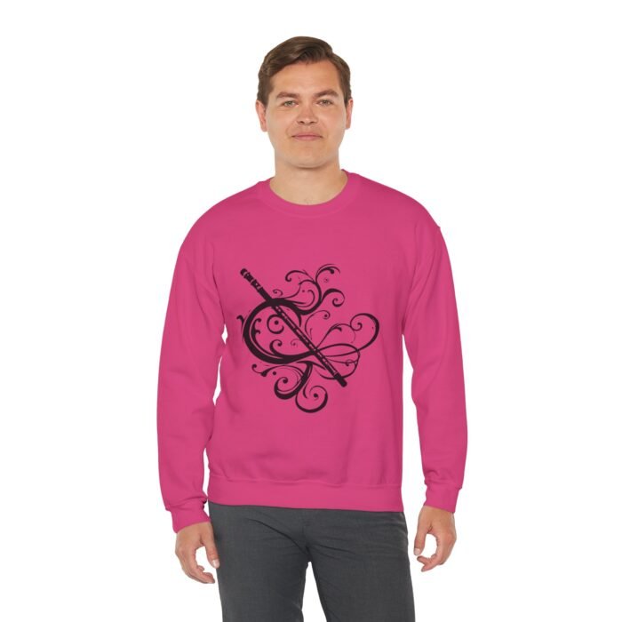 Musical Flute Crewneck Sweatshirt | Cozy Winter Wear, Unisex Sweatshirt, Casual Style, Gift for Her, Music Lover's Apparel - Image 3