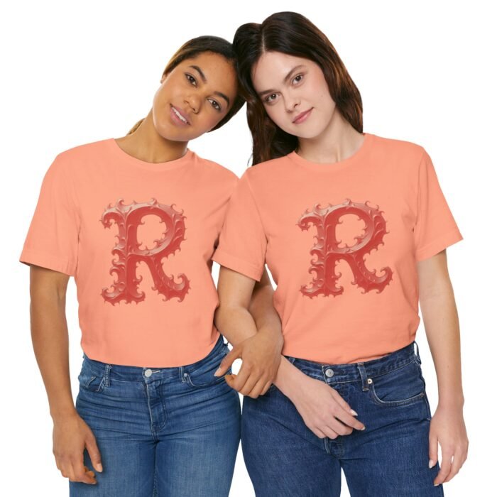 Monogram Initial Letter R Tee - Vintage Style Graphic T-Shirt - Image 5