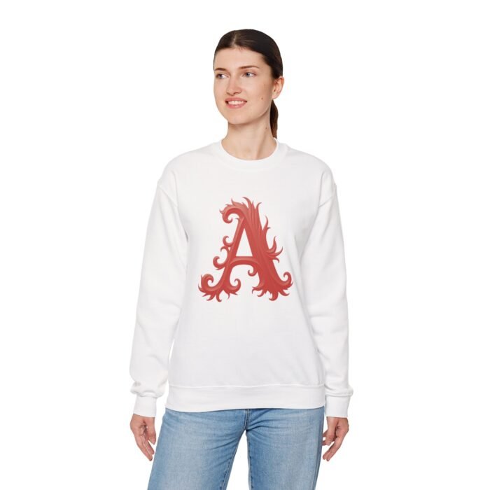 Personalized Script Initial Letter A Crewneck Sweatshirt - Cozy Custom Gift - Image 4