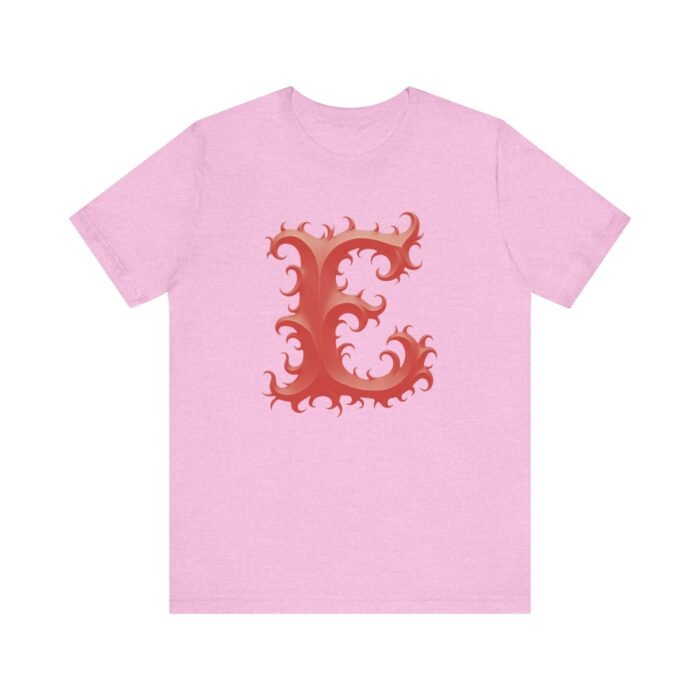 Monogram Initial Letter E Design Unisex Tee - Image 26