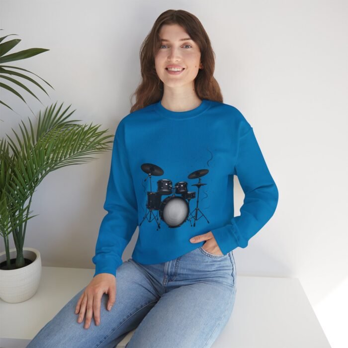 Drum Set Casual Sweatshirt | Music Lover Gift, Unisex Crewneck, Musician Apparel, Drummer Sweatshirt, Concert Wear - Image 4