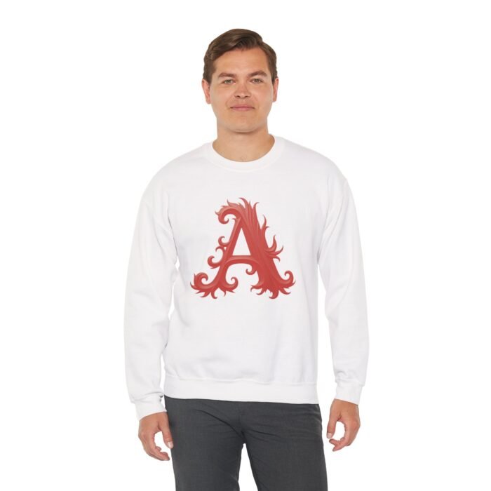 Personalized Script Initial Letter A Crewneck Sweatshirt - Cozy Custom Gift - Image 3