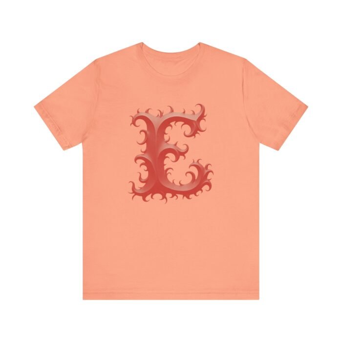 Monogram Initial Letter E Design Unisex Tee - Image 14