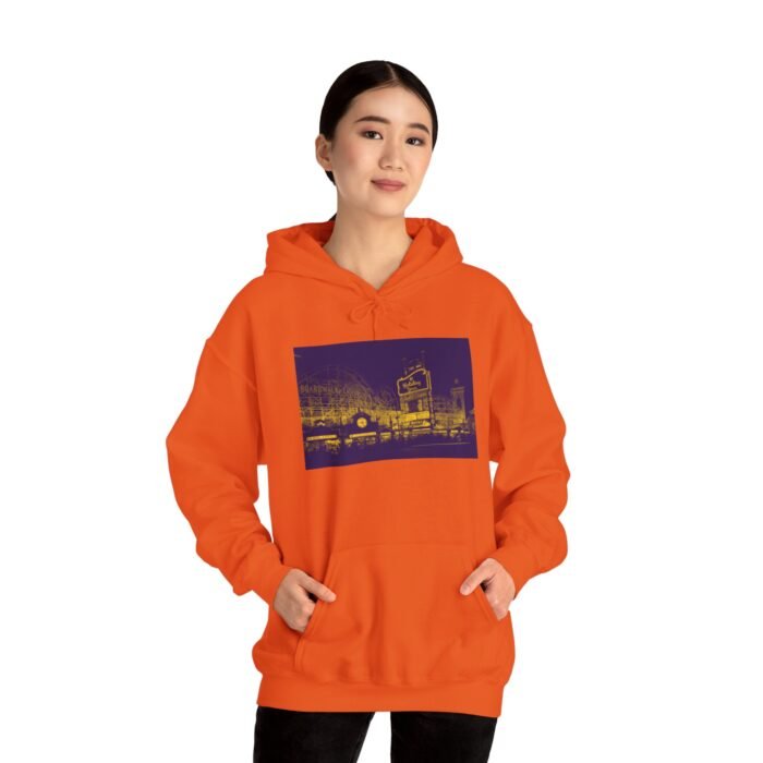 Urban Vibes Boardwalk Hotel/Casino Hooded Sweatshirt - Unisex Heavy Blend™ | Streetwear, Casual Comfort, Graphic Hoodie, Outdoor Apparel, Gift Idea - Image 4