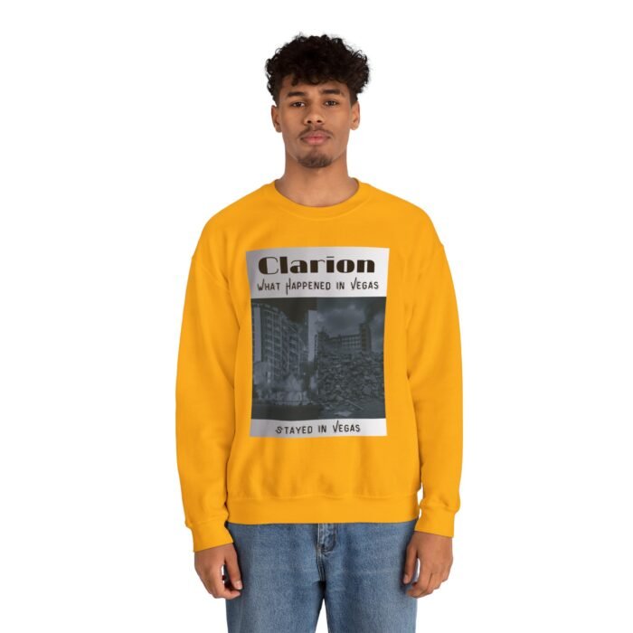 Vintage Vegas Clarion Demo Graphic Sweatshirt - Unisex Crewneck, Ideal for Casual Outfits, Gifts for Him/Her, Perfect for Travel Enthusiasts - Image 4