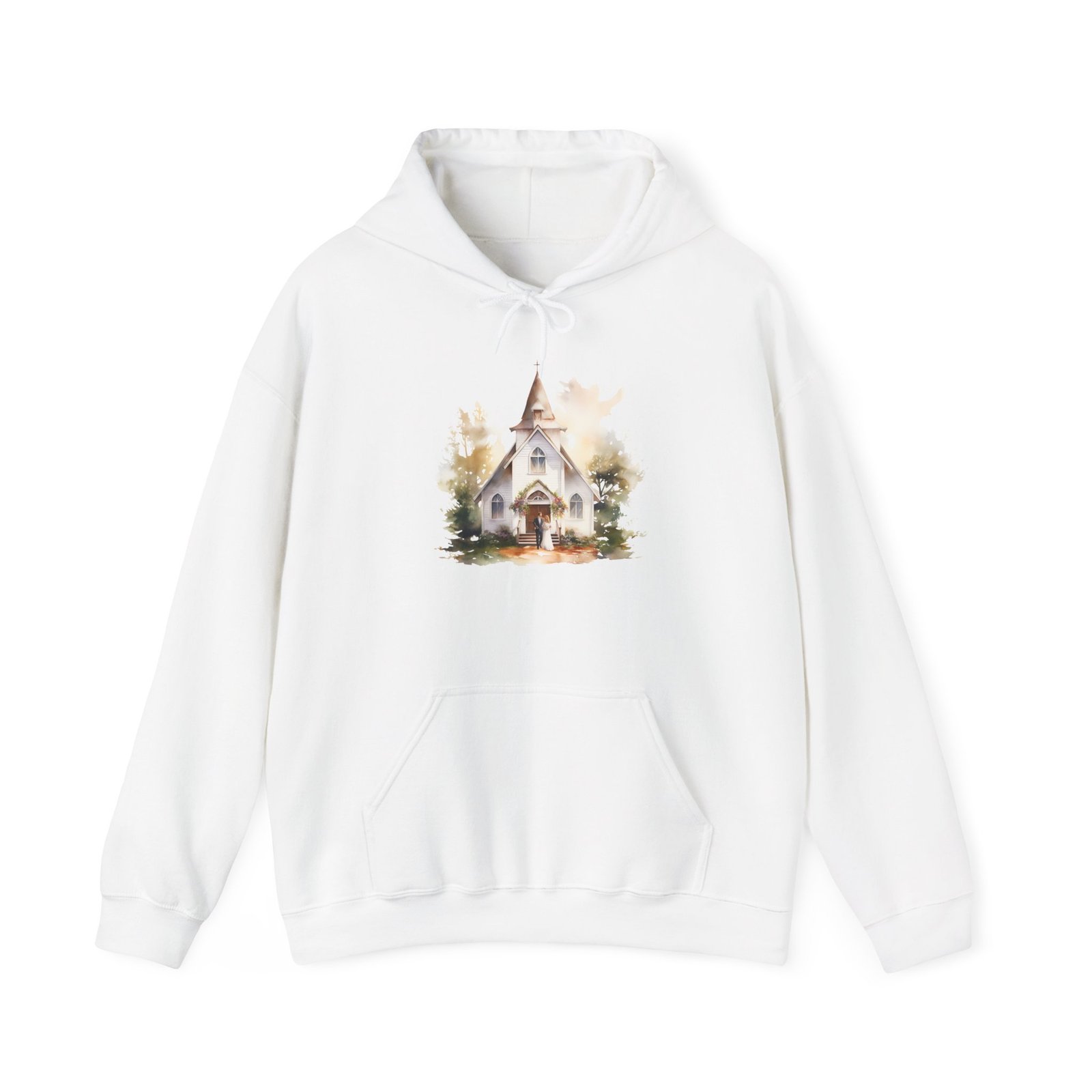 LV Cozy Wedding Chapel Illustration Hoodie - Perfect for Fall, Gift for Nature Lovers, Unisex Sweatshirt for Relaxing Days, Autumn Fashion - Image 6