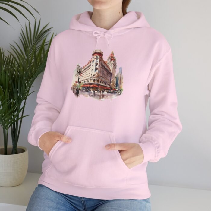LV Cityscape and Strip Hoodie - Cozy Urban Style Sweatshirt, Perfect Gift for City Lovers, Trendy Graphic Hooded Sweatshirt, Ideal for Travel - Image 5