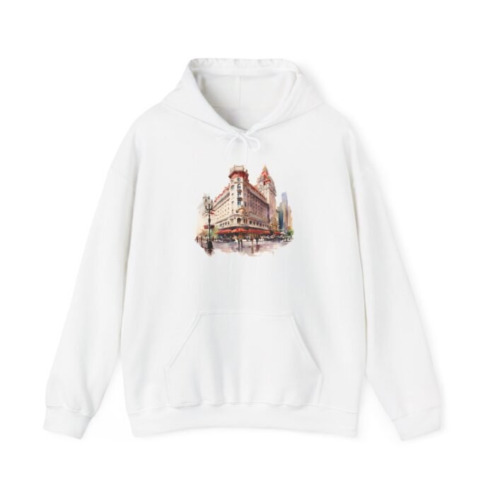 LV Cityscape and Strip Hoodie - Cozy Urban Style Sweatshirt, Perfect Gift for City Lovers, Trendy Graphic Hooded Sweatshirt, Ideal for Travel - Image 6