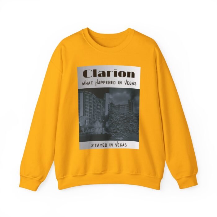 Vintage Vegas Clarion Demo Graphic Sweatshirt - Unisex Crewneck, Ideal for Casual Outfits, Gifts for Him/Her, Perfect for Travel Enthusiasts
