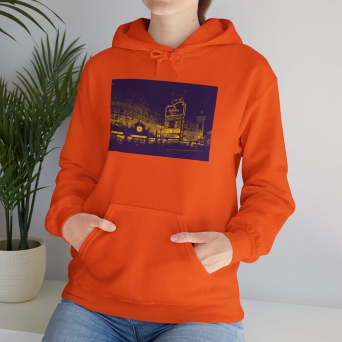 Urban Vibes Boardwalk Hotel/Casino Hooded Sweatshirt - Unisex Heavy Blend™ | Streetwear, Casual Comfort, Graphic Hoodie, Outdoor Apparel, Gift Idea - Image 5