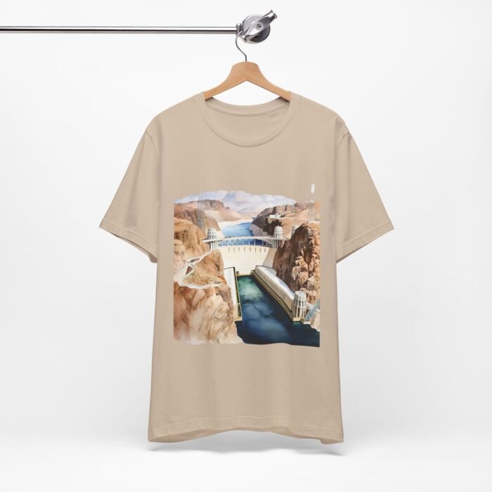 Scenic Hoover Dam Short Sleeve Tee - Nature Lover Shirt, Outdoor Adventure Apparel, Travel Gift, Unisex Graphic Tee - Image 3